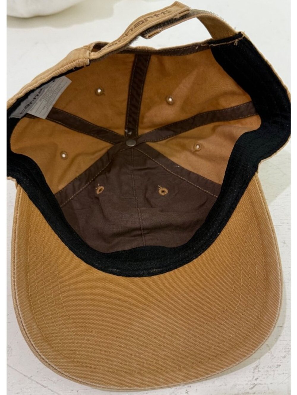 Carhartt Brown Canvas Logo Patch Adjustable Baseball Cap Hat Mens - Picture 6 of 6